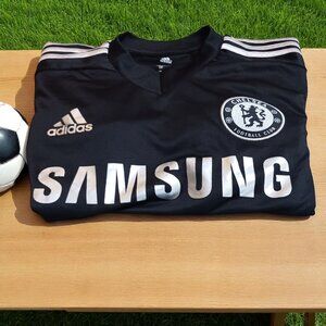 Chelsea FC Adidas Training Jersey 2013-14 Black Silver Samsung Sponsor